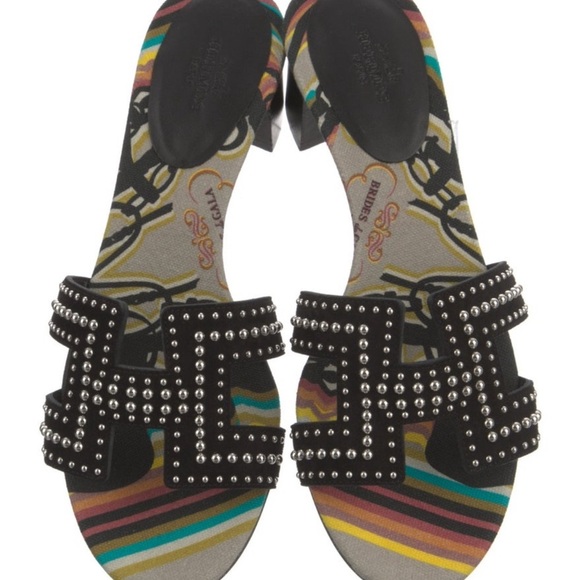 Hermes Oasis Limited Edition Suede Studded Sandals size 6 - Picture 1 of 3